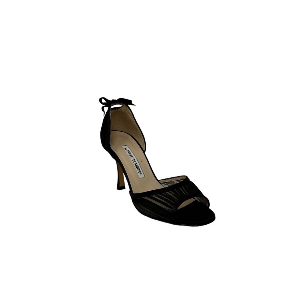 Manolo Blahnik Sheer Bow Open Toe Heels